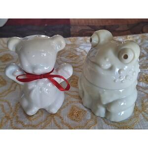 1970s Avon enchanted frog & a fine bone china bear w/ makers mark vintage